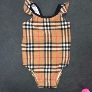 Ruffle Detail Vintage Check girls Swimsuit 2Y